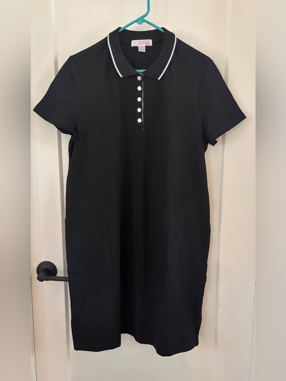 Renuar Black Polo Dress with White Trim